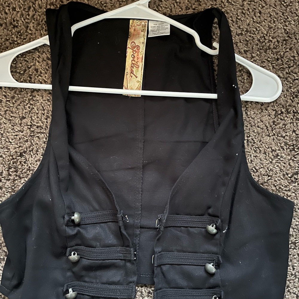 Spoiled Black Vest with Button Accents